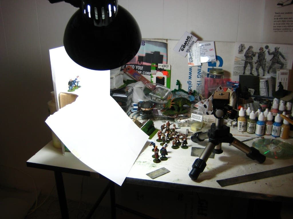 A magnifier lamp on a flexible arm