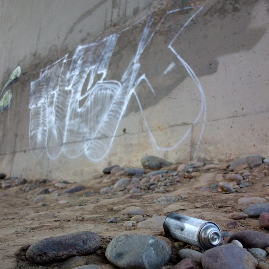 An aerosol can of colored spray primer